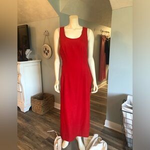 Vintage Kamisato beautiful red exposed back linen dress sz 12
